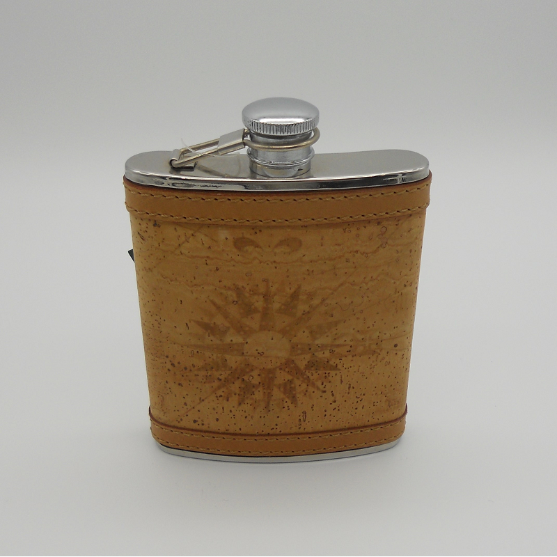 code 071809 - Leather cork hip flask - large