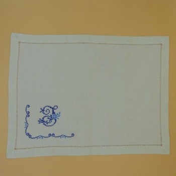 code 050487 - Tray cloth - Blue J Initial Cross Stitch