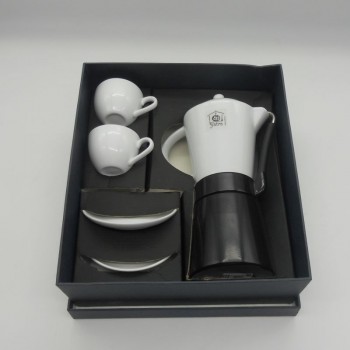 code 900021-Italian coffee pot and 2 coffeecups and matching saucers