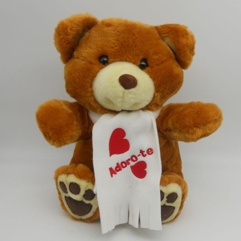 code 045000-CT-1-Valentine's Teddy Bear- brown - adoro-te /"I adore you"