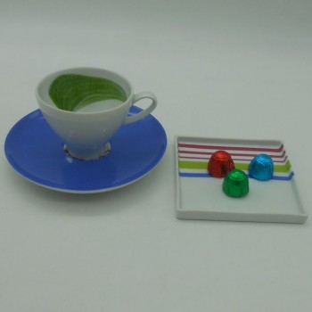 code 800431/36 - Coffeecup and saucer set with a matching small square tray - Garden Party