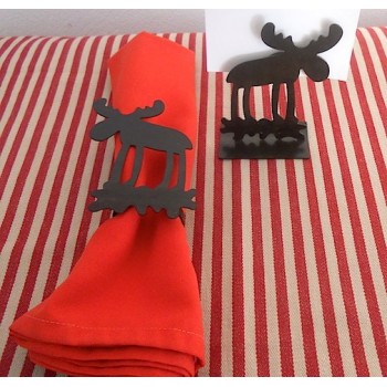 code 032016 / 032017 - Moose napkin ring and matching place card-holder set