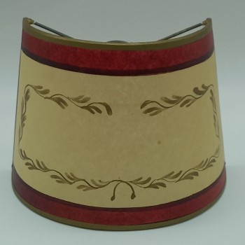 code 073703-EB-GD-Vintage animal skin clip halfampshade decorated with a bordeaux frieze and golden leaves - 16 x 11  cm
