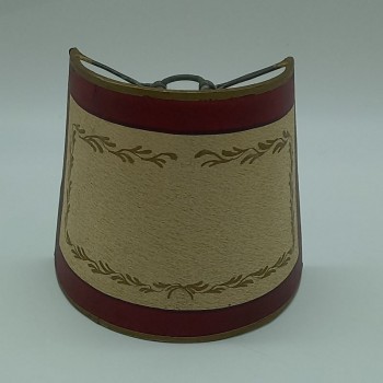 ref.073710-EB-GD-Pala com pinça vintage em pele animal decorada com friso bordeaux e folhas douradas - 11 x 10 cm