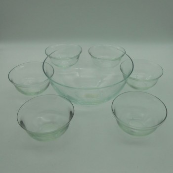 ref.015003-25/015003-15x6-Conjunto de 7 taças em vidro transparente liso