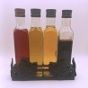 ref.032002- Suporte para 4 garrafas pequenas em ferro  brilhante - folha de videira