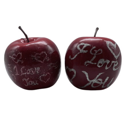 ref.039005-EV-2 - Conjunto de 2 Maçãs Decorativas “I Love You” – Especial Dia dos Namorados-amesa.com.pt